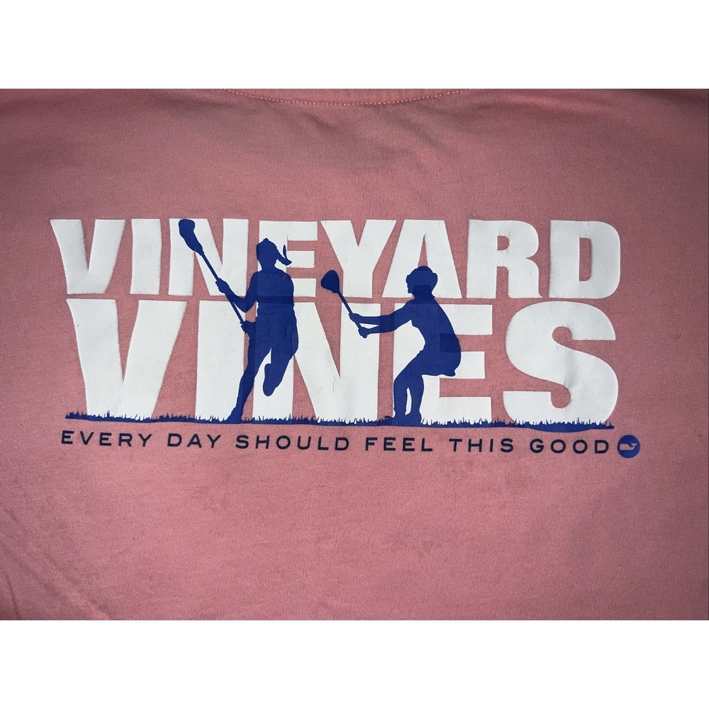 Vineyard Vines Lacrosse Graphic S/S Pocket T-Shirt Womens S Pink 100% Cotton - Picture 9 of 9